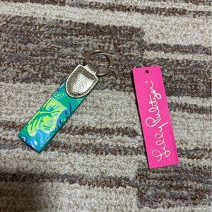 Lilly Pulitzer Blue and Green Keychain with Gold Accent